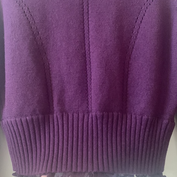 Bernis Burgundy Vintage Cardigan with fur and pearl beaded collar, Sz 11 (M) - Picture 8 of 10